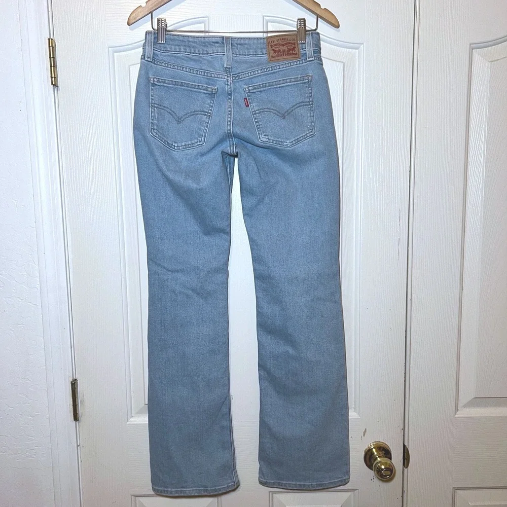 Levis Superlow Bootcut Jeans Light Wash Loose Fit Distressed Low Rise Grunge 26
